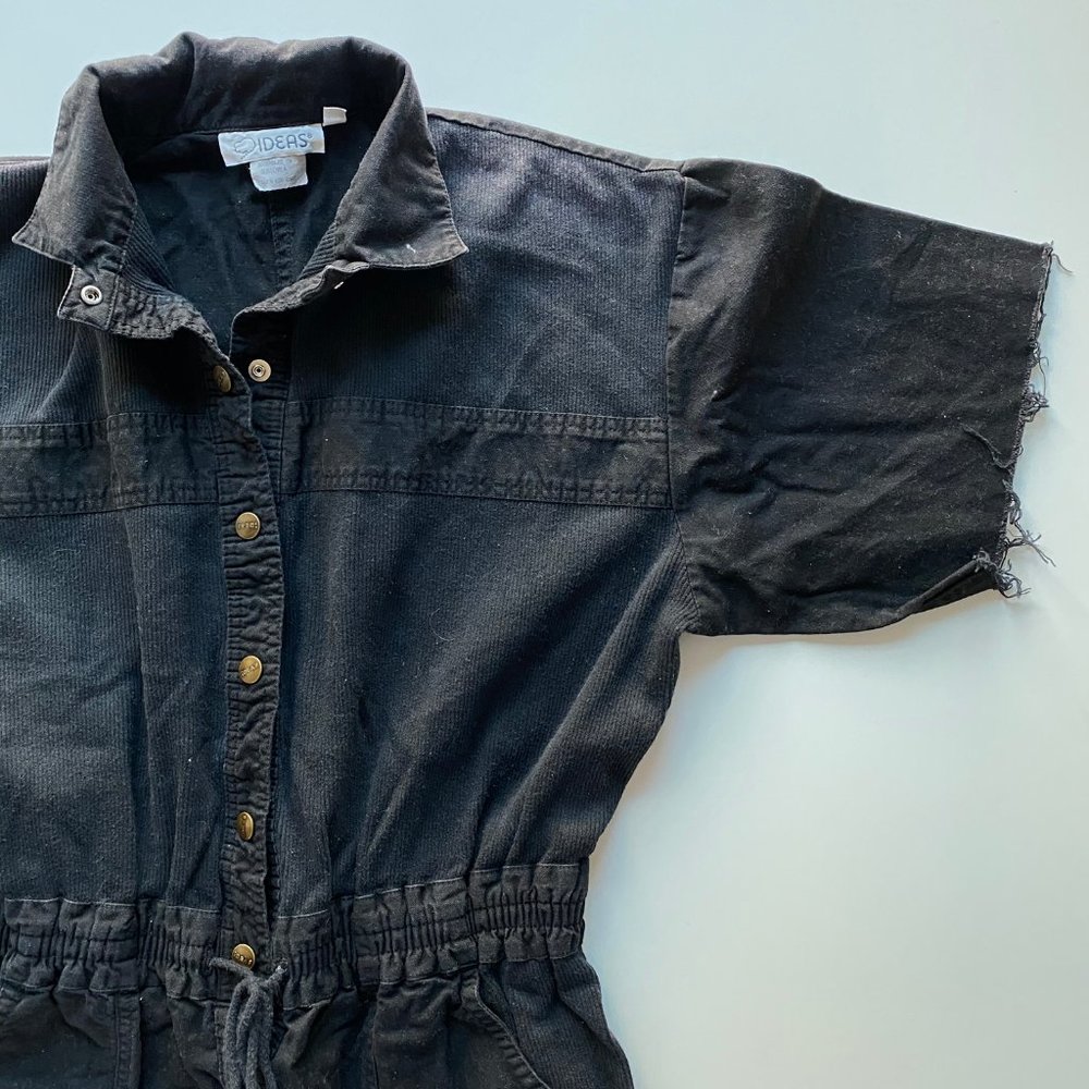 Men's Vintage Black Short Sleeve Romper Coverall